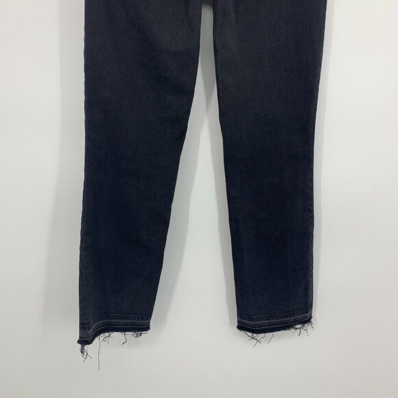 Paige Denim Jeans Cindy High Rise Straight Distressed Black Denim - Picture 11 of 12